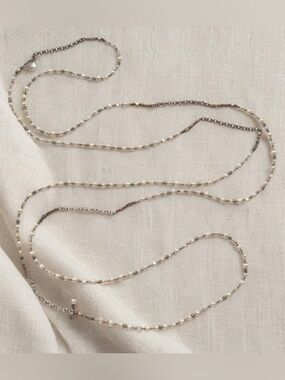 Silpada 60” inch long Pearl and Mixed metals Necklace N1993